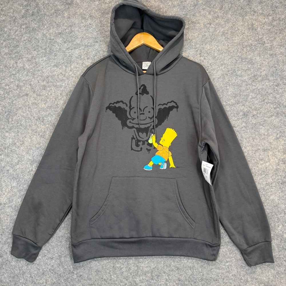 Simpsons Hoodie Sweatshirt Adult Large Bart Spray Paint Graphic Krusty the Clown